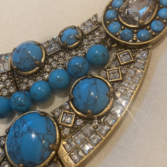 Ann Taylor Faux Turquoise Half Moon Statement Necklace - Picture 10 of 11